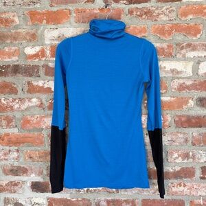 Lululemon St. Moritz Merino Wool Turtleneck Top Beaming Blue Black – Size 4